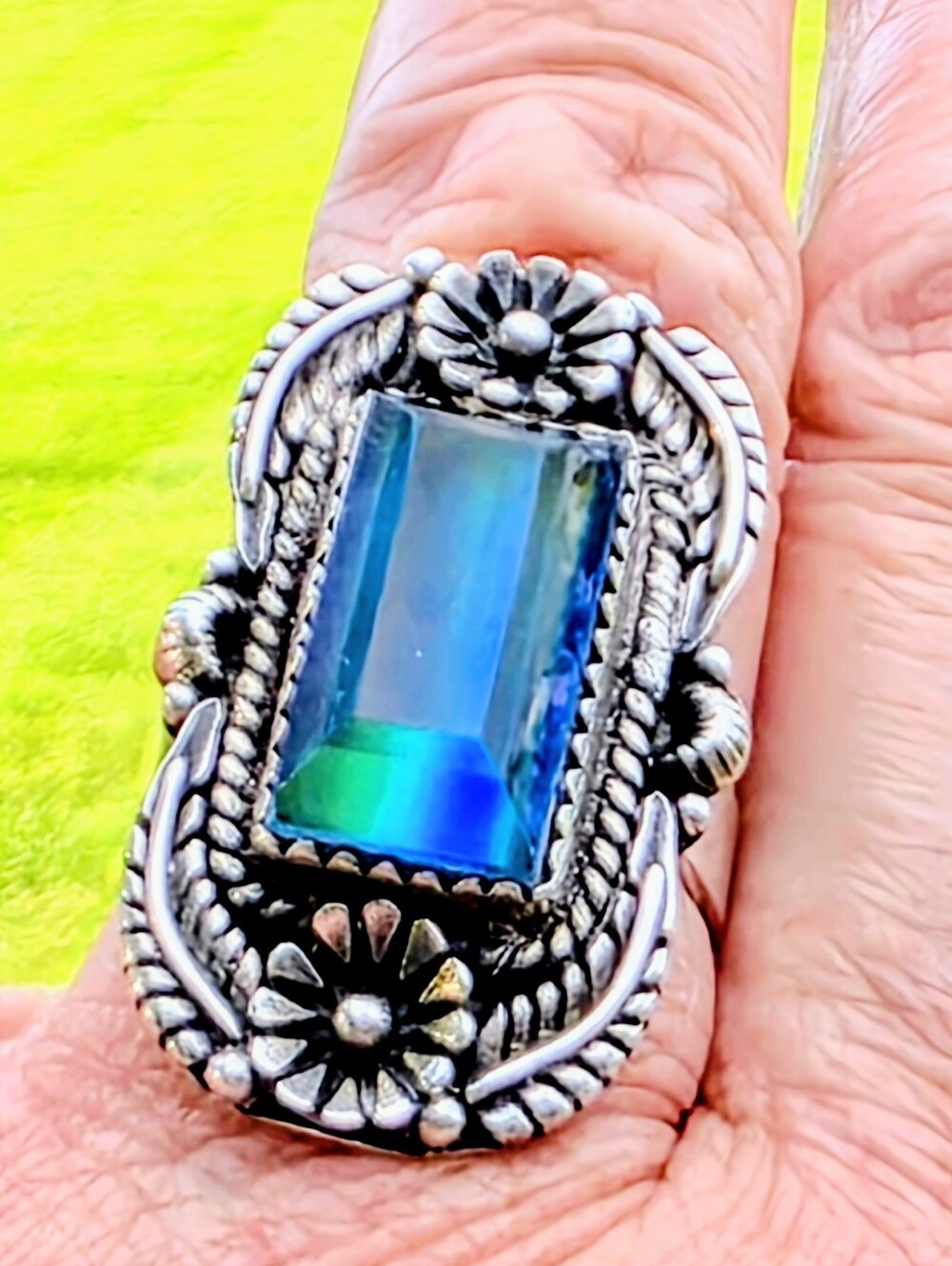 Aurora Opal Set In 925 Sterling Silver (Adjustable)